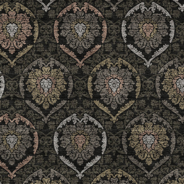 5' X 8' Black Gray And Brown Medallion Washable Indoor Outdoor Area Rug