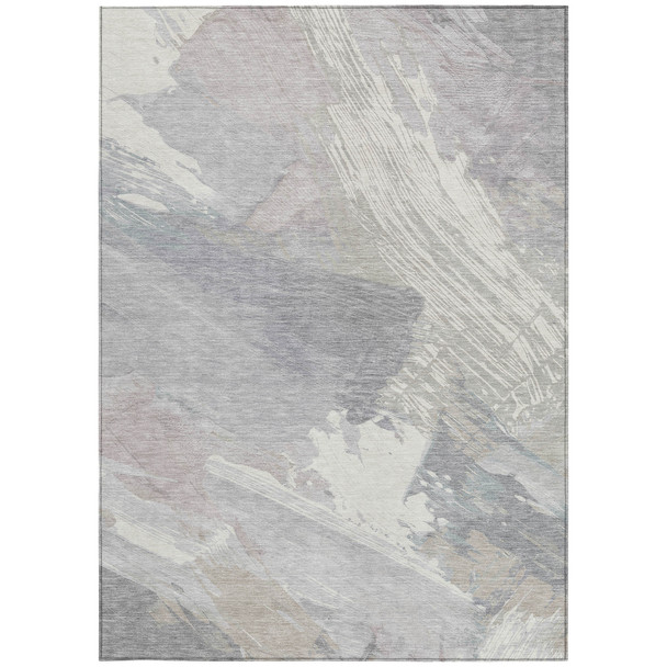 3' X 5' Ivory And Gray Abstract Washable Indoor Outdoor Area Rug