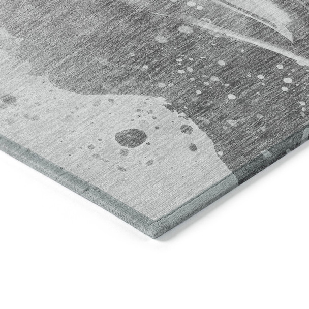 10' X 14' Gray And Silver Abstract Washable Indoor Outdoor Area Rug