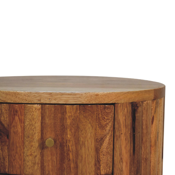 18" Natural Solid Wood Oval Two Drawer Nightstand