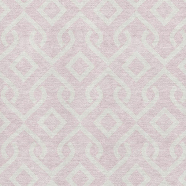9' X 12' Pink And Ivory Geometric Washable Area Rug With UV Protection