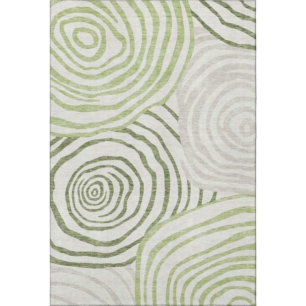 10' X 14' Green Gray And Ivory Abstract Washable Area Rug With UV Protection