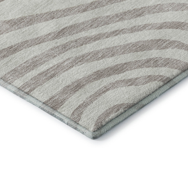 3' X 5' Ivory Beige And Khaki Abstract Washable Area Rug With UV Protection