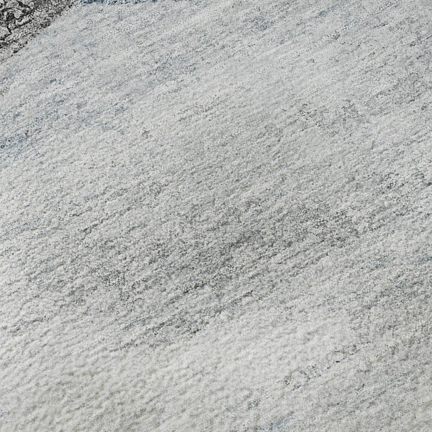 10' X 14' Sky Blue Gray And Silver Geometric Washable Area Rug With UV Protection