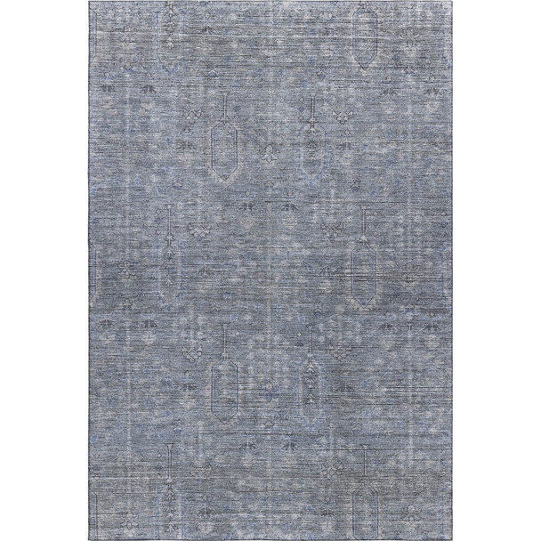 9' X 12' Blue And Gray Southwestern Washable Area Rug With UV Protection