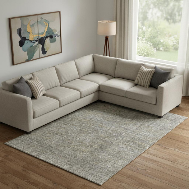 9' X 12' Taupe Gray And Beige Southwestern Washable Area Rug With UV Protection