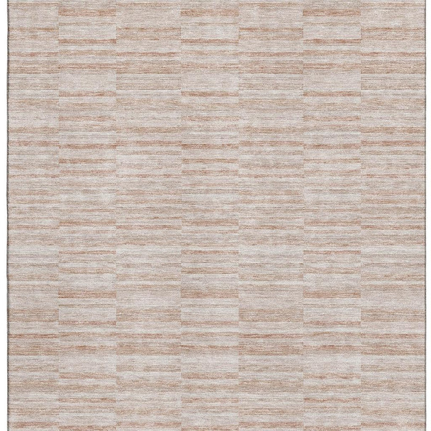 3' X 5' Salmon And Beige Striped Washable Area Rug With UV Protection