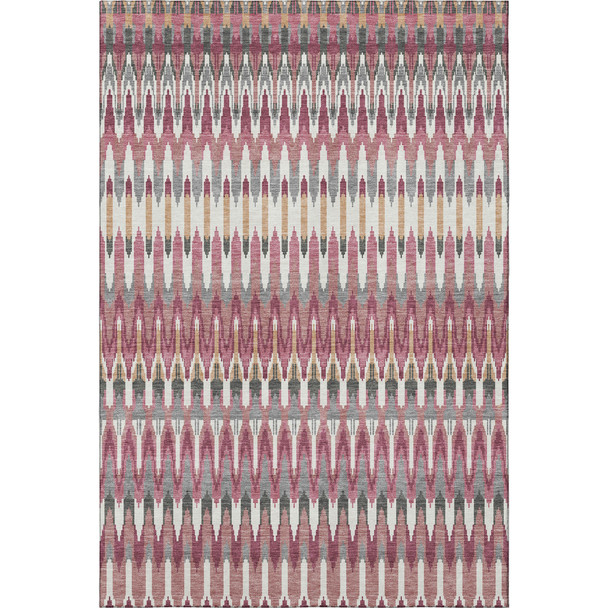 8' X 10' Mauve Blush And Ivory Southwestern Washable Area Rug With UV Protection