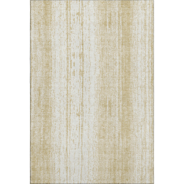 8' X 10' Gold And Ivory Striped Washable Area Rug With UV Protection