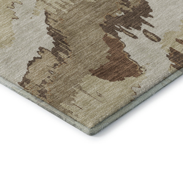 8' X 10' Chocolate Ivory And Beige Abstract Washable Area Rug With UV Protection