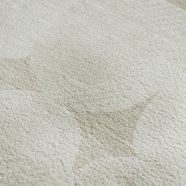 9' X 12' Beige And Ivory Abstract Geometric Washable Area Rug With UV Protection