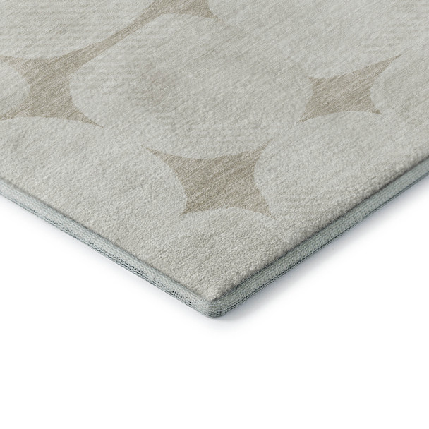 10' X 14' Beige And Ivory Abstract Geometric Washable Area Rug With UV Protection
