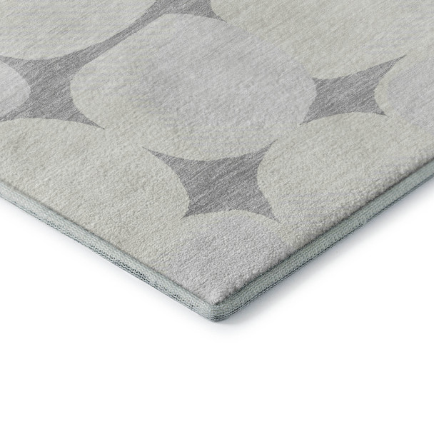 5' X 8' Gray And Ivory Abstract Geometric Washable Area Rug With UV Protection