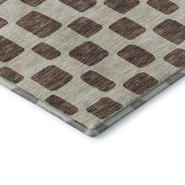 9' X 12' Brown And Ivory Geometric Washable Area Rug With UV Protection