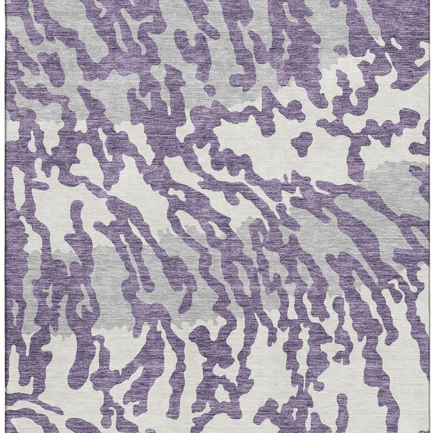 3' X 5' Purple And Ivory Animal Print Washable Area Rug With UV Protection