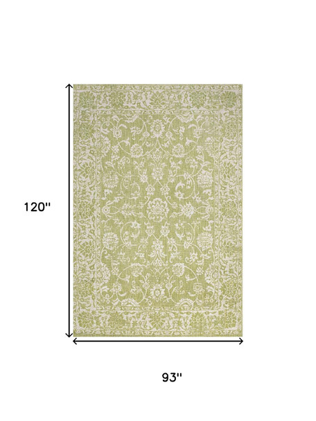 8' X 10' Green And Cream Medallion Indoor Outdoor Area Rug