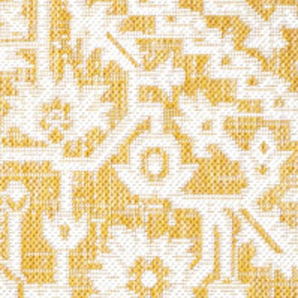 3' X 5' Yellow And Cream Medallion Indoor Outdoor Area Rug
