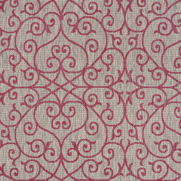 9' X 12' Light Gray And Fuchsia Geometric Indoor Outdoor Area Rug