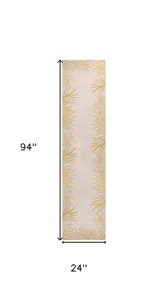 8' Yellow And Cream Floral Indoor Outdoor Runner Rug