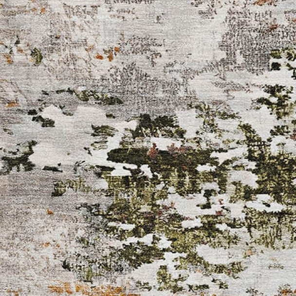 9' X 12' Terra Cotta Ivory And Gray Abstract Washable Area Rug With UV Protection