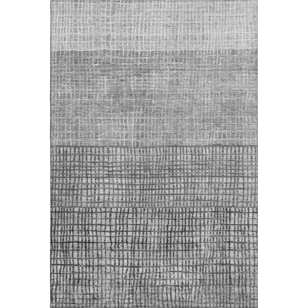 5' X 8' Gray And Silver Geometric Washable Area Rug With UV Protection