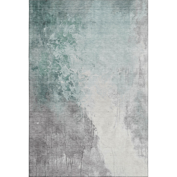 10' X 14' Pale Aqua And Ivory Abstract Washable Area Rug With UV Protection