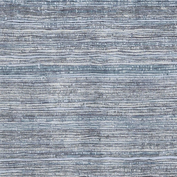 8' X 10' Sky Blue And Gray Striped Washable Area Rug With UV Protection