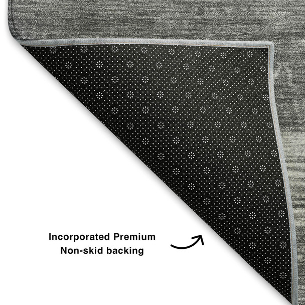 8' X 10' Gray And Silver Geometric Washable Area Rug With UV Protection