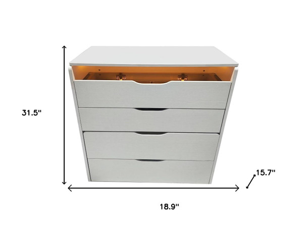 19" White Wood Mirrored Three Drawer Vanity Table