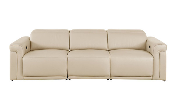 Two Piece Beige Italian Leather Five Person Seating Set