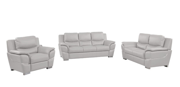 Three Piece Light Gray Leather Six Person Seating Set