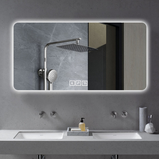 28" Lighted Frameless Anti Fog Bathroom Vanity Mirror