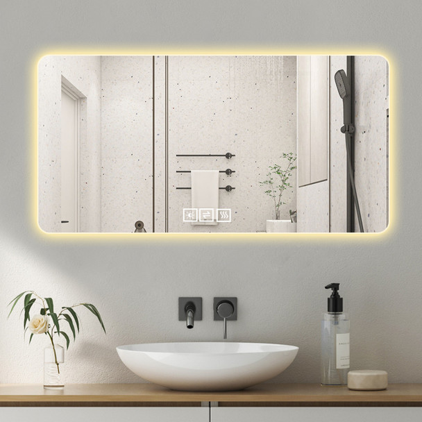 24" Lighted Frameless Anti Fog Bathroom Vanity Mirror