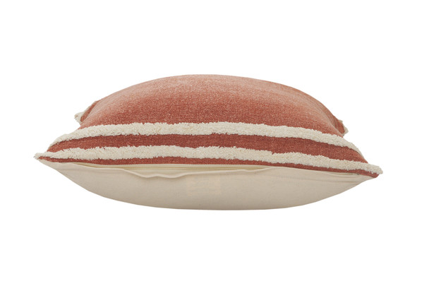 20" Brown And White Striped Cotton Throw Pillow Cover