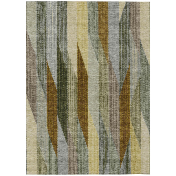 10' X 14' Pewter And Gray Striped Washable Indoor Outdoor Area Rug