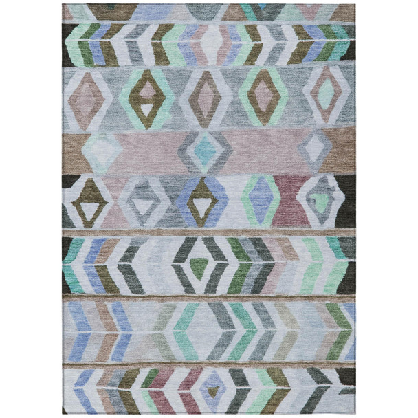5' X 8' Beige And Brown Tribal Washable Indoor Outdoor Area Rug