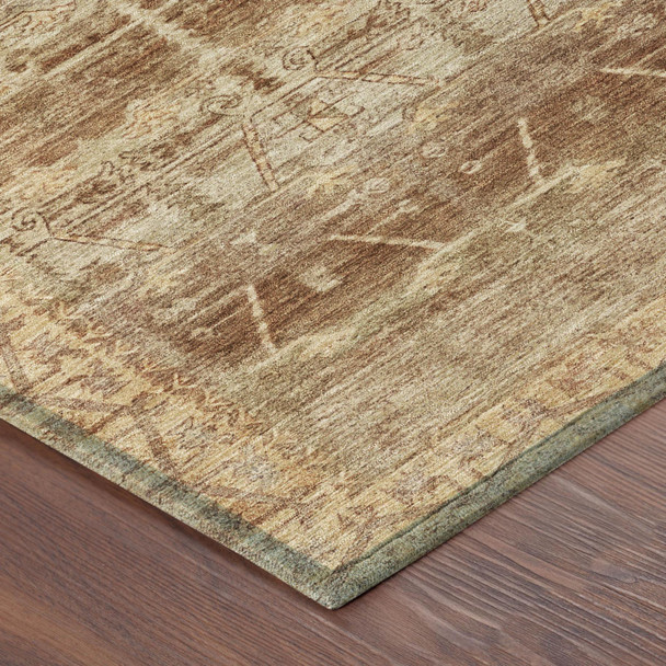 10' X 14' Orange And Copper Tribal Washable Indoor Outdoor Area Rug