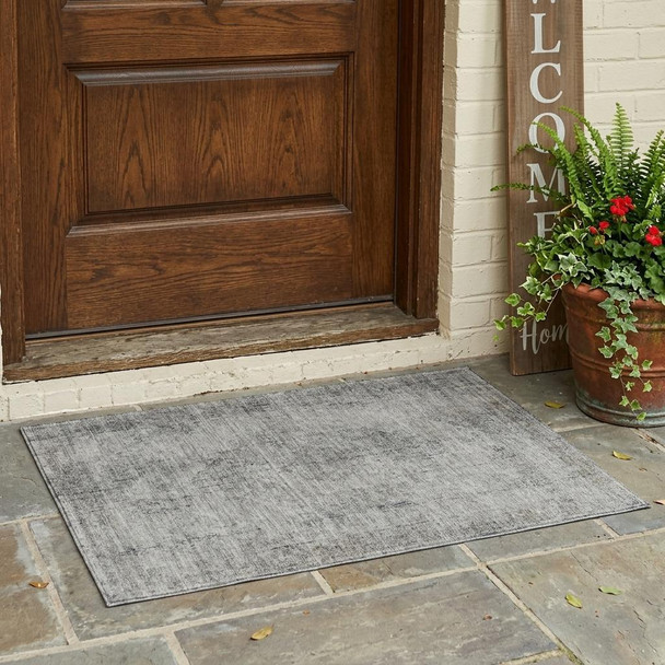 3' X 5' Silver And Gray Oriental Washable Indoor Outdoor Area Rug