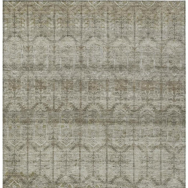 5' X 8' Beige And Brown Tribal Washable Indoor Outdoor Area Rug