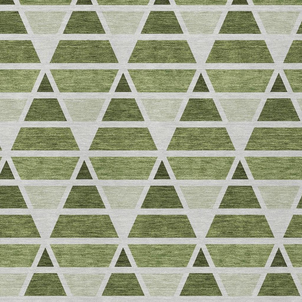 10' X 14' Fern Green And Green Geometric Washable Indoor Outdoor Area Rug