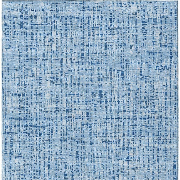 8' X 10' Blue And Denim Blue Abstract Washable Indoor Outdoor Area Rug