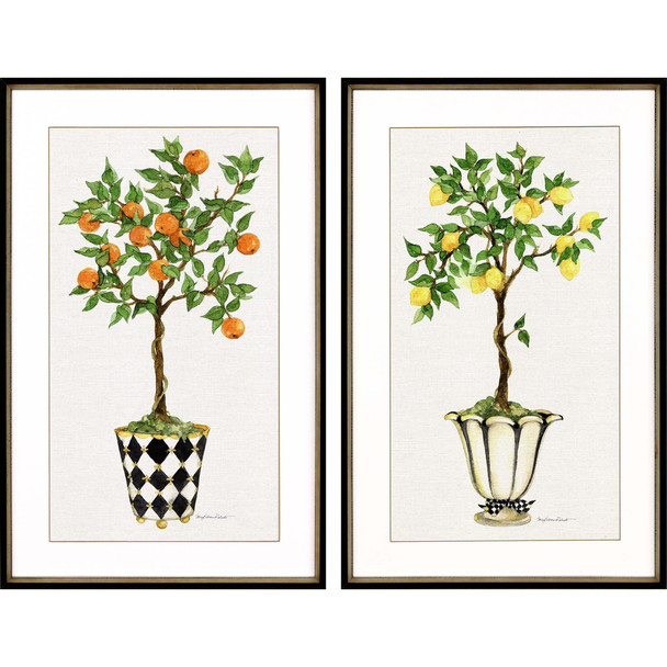 Set Of Two Fruit Topiary Black Framed Print Wall Art
