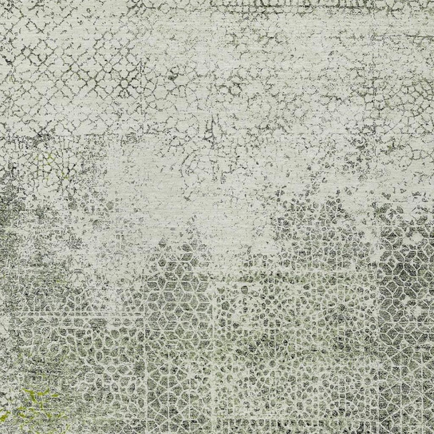 9' X 12' Green And Beige Abstract Washable Indoor Outdoor Area Rug
