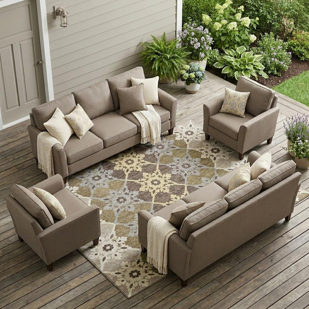 10' X 14' Brown And Pewter Floral Medallion Washable Indoor Outdoor Area Rug