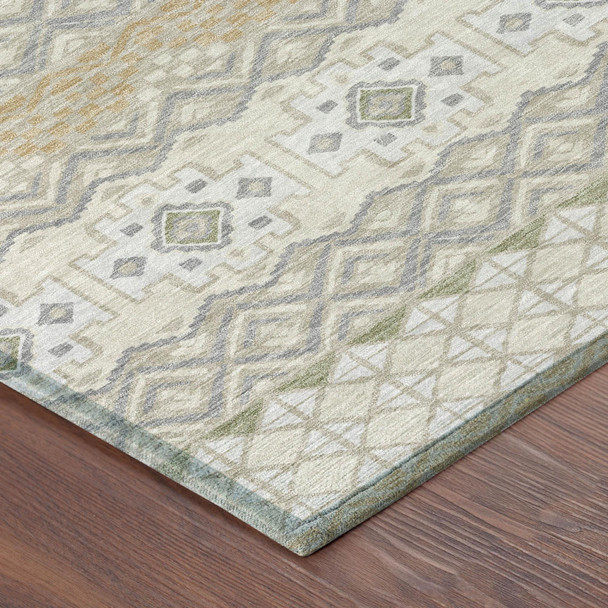 8' X 10' Beige And Brown Striped Washable Indoor Outdoor Area Rug