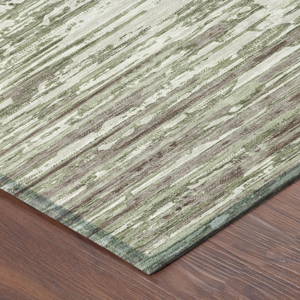 5' X 8' Sage And Green Abstract Washable Indoor Outdoor Area Rug