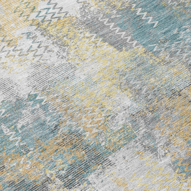 10' X 14' Silver And Gray Abstract Washable Indoor Outdoor Area Rug