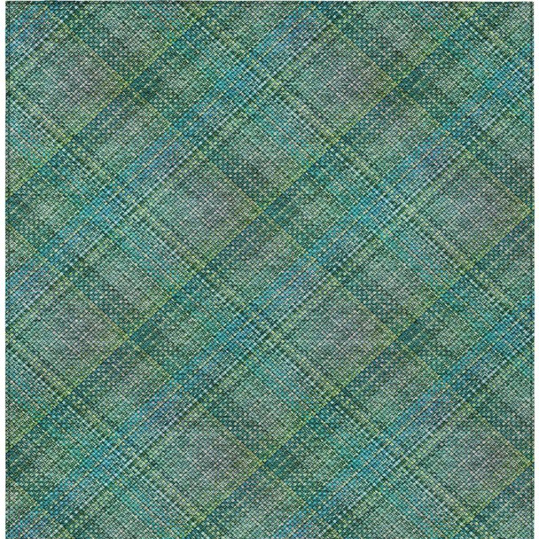 8' X 10' Teal Blue And Green Plaid Washable Indoor Outdoor Area Rug