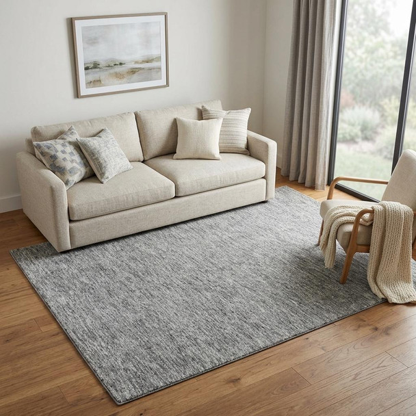 5' X 8' Gray Charcoal And Black Wool Hand Tufted Area Rug