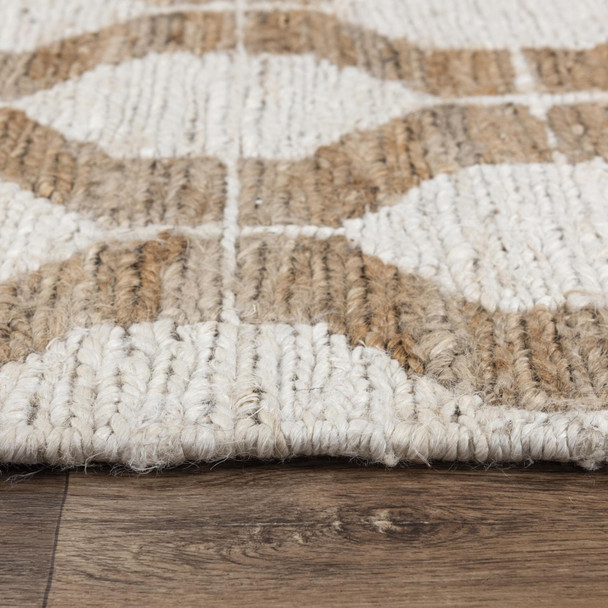 10' X 14' Natural And Ivory Jute Geometric Hand Woven Area Rug